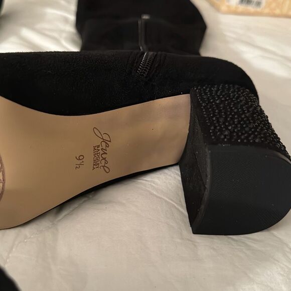 Jewel Badley Mischka Womens Black NWT Evalina Block Heel Boots 9.5 - Picture 13 of 16